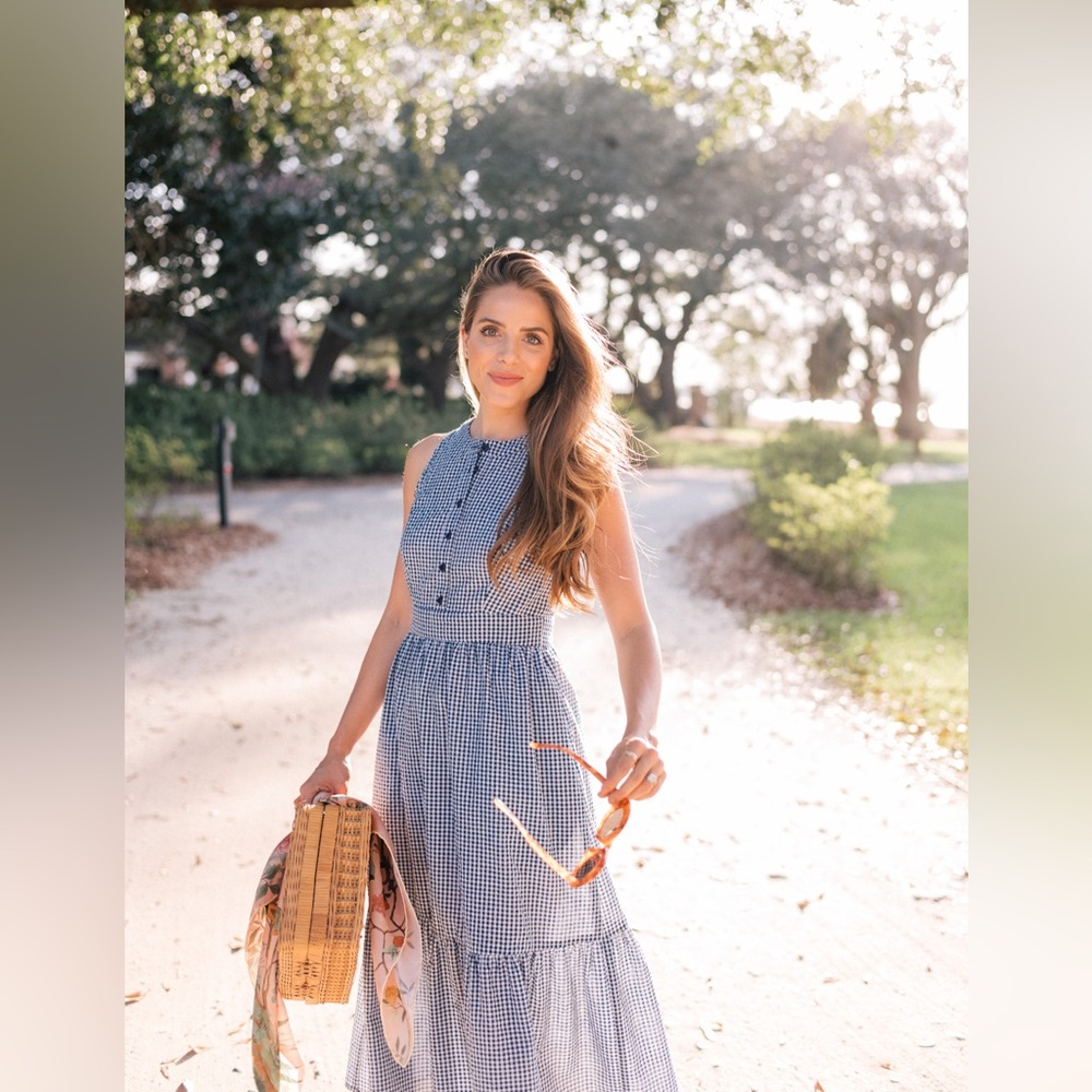 Blue Gingham Sleeveless Dress | Gal Meets Glam Ardith Dress